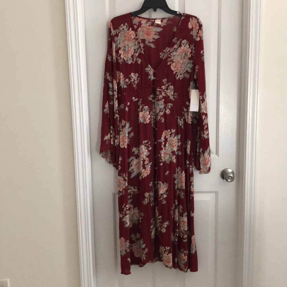 Floral Kimono Sleeve Dress